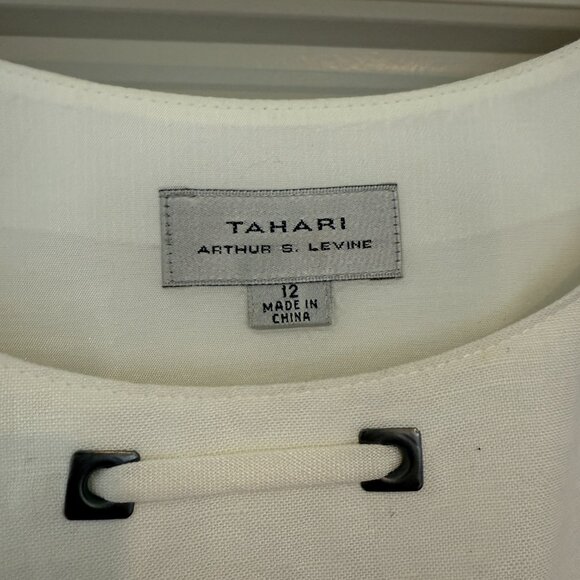 Tahari White Linen Blend Jacket & Shell Two-Piece Set Classic Elegant Summer - Picture 4 of 9